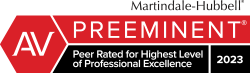 Martindale-Hubbell | AV | Preeminent | Peer-rated for highest level of professional excellence | 2023